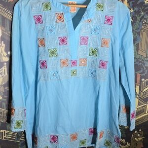 Embroidered Blue Blouse